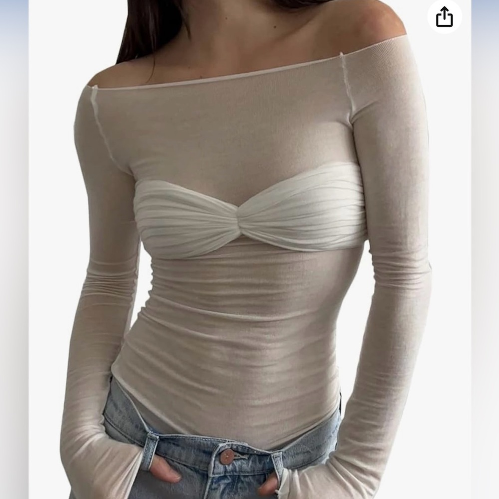 Sexy, sheer off shoulder top